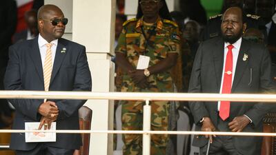 South Sudan's President Salva Kiir, right, and Vice President Riek Machar. AFP