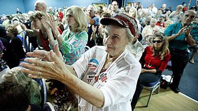 Supporters cheer Newt Gingrich during a Republican Jewish Coalition rally in Delray Beach, Florida, on Friday.