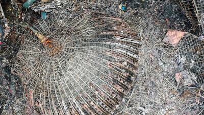 The collapsed dome of the Jakarta Islamic Centre Grand Mosque in Jakarta, Indonesia. The dome caught fire and collapsed during renovation works on October 19, 2022. EPA