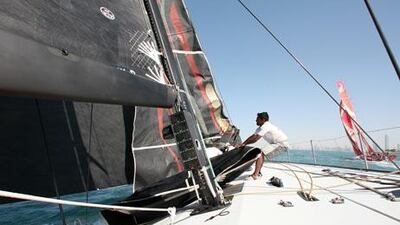 Adil Khalid, the Azzam crewman, was in action in the Pro Am race yesterday.