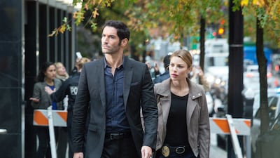 Tom Ellis and Lauren German in Lucifer, adapted from a comic-book series published by DC’s Vertigo imprint. Courtesy Warner Bros Entertainment