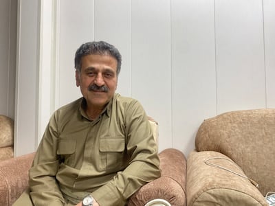 Baba Sheikh, leader of the Iranian Kurdish dissident group Khabat, in Erbil in Iraq's Kurdistan Region. Lizzie Porter / The National