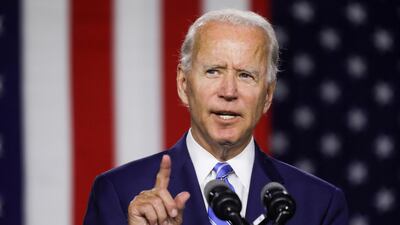 Democratic US presidential candidate and former vice president Joe Biden speaks during a campaign event in Wilmington, Delaware, US, on July 14, 2020. Reuters