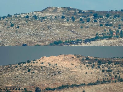 Ali Al Taher ridge in southern Lebanon before and after Israeli demolition on September 10. AFP
