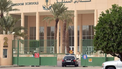 The main entrance of the Kingdom school in Riyadh. A gunman killed two staff at the private school in the Saudi Arabian capital on Wednesday. AFP / FAYEZ NURELDINE