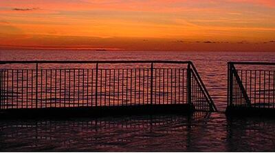 A Mediterranean sunrise at sea.