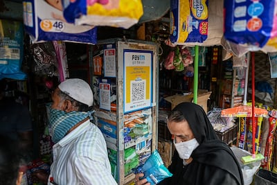 A Mumbai store where QR codes of Paytm, an Indian cellphone-based digital payment platform, are displayed. AFP