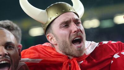 Denmark's midfielder Christian Eriksen celebrates. AFP