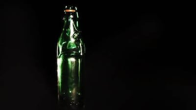 A Codd-neck bottle bottle used for fizzy drinks.