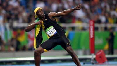 Usain Bolt of Jamaica celebrates winning the men’s 100m final on Day 9 of the Rio 2016 Olympic Games at the Olympic Stadium on August 14, 2016 in Rio de Janeiro, Brazil. Shaun Botterill / Getty Images