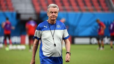 Ottmar Hitzfeld conducts a Switzerland training session on Tuesday ahead of their Wednesday match with Honduras at the 2014 World Cup. Anne-Christine Poujoulat / AFP / June 24, 2014