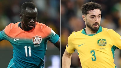 Awer Mabil, left, and Jacob Italiano of Australia. Photos: Getty Images