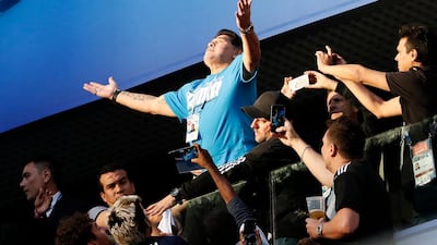 Argentinian legend Diego Maradona went through a bizarre series of antics during the game against Nigeria. EPA