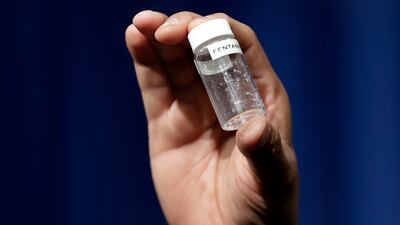 A sample showing the amount of fentanyl that can be deadly. AP