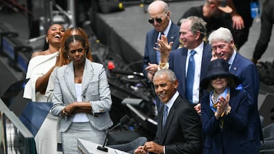 Former US president Barack Obama speaks at the opening of the Barack Obama Presidential Centre in Chicago, Illinois. AFP