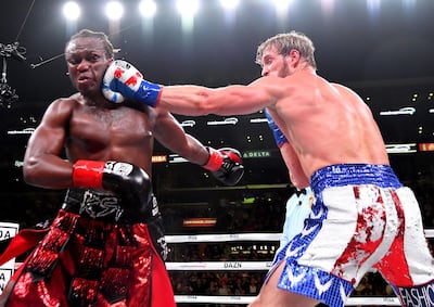 Logan Paul (right) and KSI (left) exchange punches during their fight in 2019. Getty Images