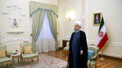 Iranian president Hassan Rouhani waits to welcome EU foreign policy chief Federica Mogherini at the presidential office in Tehran, Iran, on August 5, 2017. AP / Ebrahim Noroozi