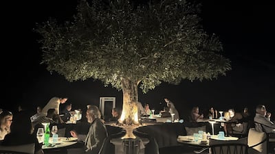 Outdoor seating under an olive tree. Bo Jablonski for The National