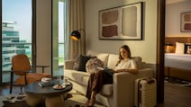 Staybridge Suites is one of several hotels within Yas Plaza currently offering long-term stay deals. Photo: Yas Plaza Group