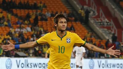 Neymar and Brazil beat South Africa 5-0. The 2014 World Cup hosts will play in Group A with Croatia, Mexico and Cameroon. Siphiwe Sibeko / Reuters