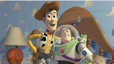 Woody, left, voiced by Tom Hanks and Buzz Lightyear, voiced by Tim Allen, are to hit the big screen for the third time.