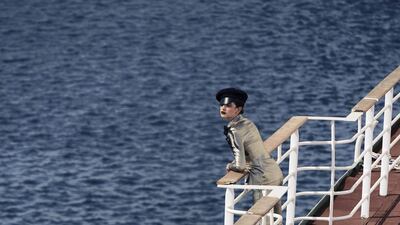 Breakwater: Hat, Dh2,700; jacket, Dh16,500; trousers, Dh5,400; shoes, Dh4,300, all from Christian Dior.