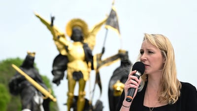 Marion Marechal, leader of the French far-right party Reconquete, during a tribute ceremony to Joan of Arc in Domremy-la-Pucelle this month. AFP