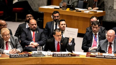 Jorge Arreaza, Venezuela's foreign minister, speaks during a United Nations Security Council meeting. Bloomberg