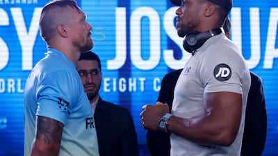 Oleksandr Usyk and Anthony Joshua face off in London. Action Images