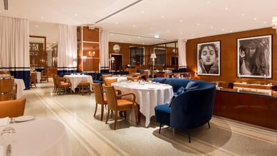 The blue and white decor at Cipriani accentuates the nautical theme. Courtesy Cipriani Dubai