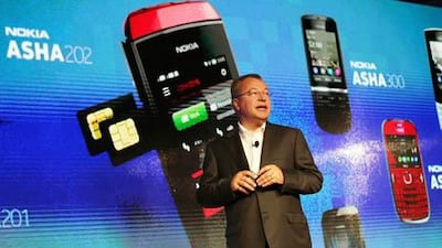 Stephen Elop introduces the new Nokia Lumia 920 and 820 Windows 8 smartphones. Getty Images / AFP