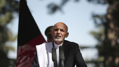 Afghanistan's president Ashraf Ghani talks during a joint news conference with Britain's PM David Cameron, at the presidential palace in Kabul on October 3. Dan Kitwood / AP Photo