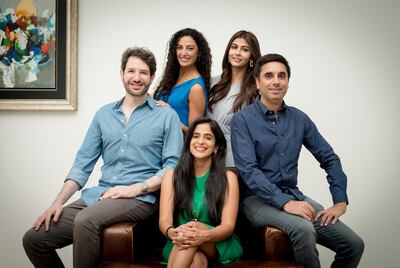 The cast and director Meghana Mundkur (centre) of 'Dinner with Friends'. Photo: Yogesh Sharma
