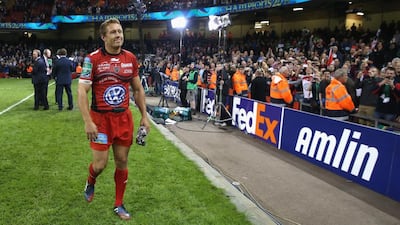 Jonny Wilkinson, the Toulon captain, walks off the pitch after playing his final game in the UK after their victory during the Heineken Cup Final between Toulon and Saracens at the Millennium Stadium on May 24, 2014 in Cardiff, United Kingdom. David Rogers/Getty Images