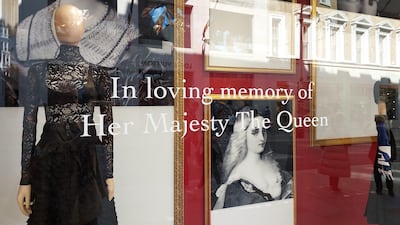 The Dior store on Old Bond Street dedicates its window to Queen Elizabeth II.