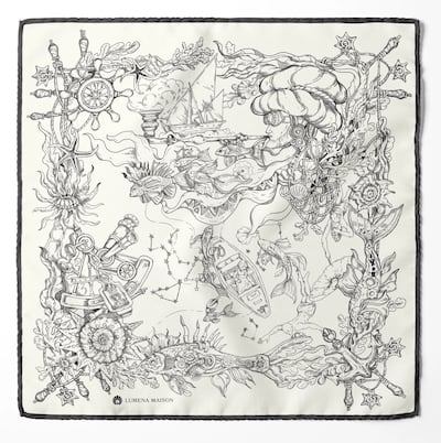 Secrets of the Emirati Dhow pocket square; Dh200. Photo: Lumena Maison