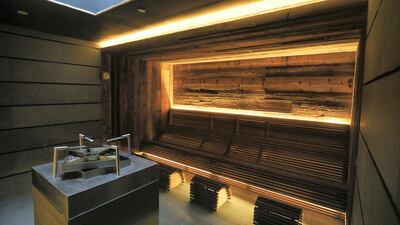Herbal sauna area in the spa at Al Faya Lodge in Sharjah. Satish Kumar / The National