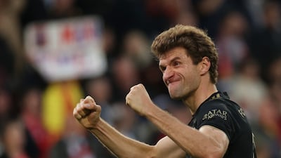 Thomas Mueller reacts after the victory over Union Berlin in the Bundesliga at the weekend. EPA