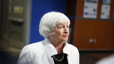 US Treasury Secretary Janet Yellen at the International Brotherhood of Electrical Workers union hall in Las Vegas, Nevada, on August 14. Bloomberg