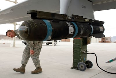 A Hellfire missile on an MQ-1B Predator drones. AFP