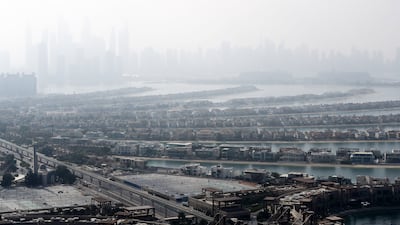 Dubai's Palm Jumeirah registered the highest sales rate per square foot for villas at Dh4,635 in April, which is up 4 per cent on a monthly basis, CBRE said. Pawan Singh / The National