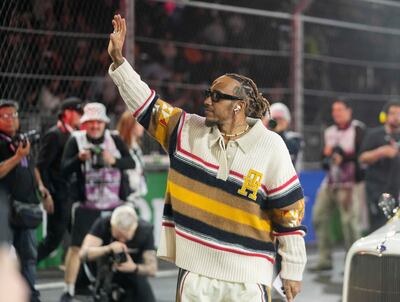 Mercedes' Lewis Hamilton during the drivers' parade before the Las Vegas GP. Reuters