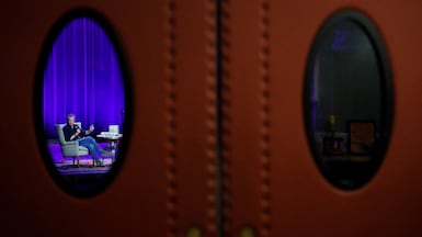 California Governor Gavin Newsom is framed in the theatre door while he speaks at The Music Hall in Portsmouth, New Hampshire, US. Reuters
