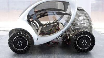 The electric car, Hiriko Citycar, designed at the MIT.