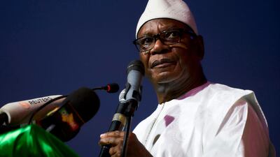 Mali's incumbent president Ibrahim Boubacar Keita addresses his supporters during his last political rally in Bamako. AFP