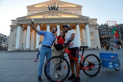 Portuguese cyclist Helder Batista had to pose for selfies on many occasions during his journey. Reuters