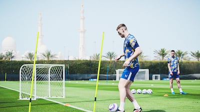 Jake O'Brien during Everton training in Abu Dhabi. Tony McArdle/Everton FC