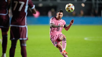 Inter Miami forward Lionel Messi, right, takes an unsuccessful free-kick against the Colorado Rapids. AP