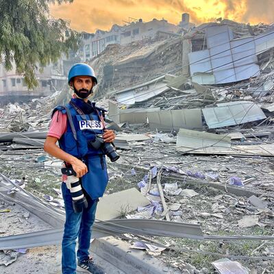 Abed Elhakeem Abo Riash, 34, is a Palestinian freelance journalist documenting the war in Gaza. Photo: Abed Elhakeem Abo Riash