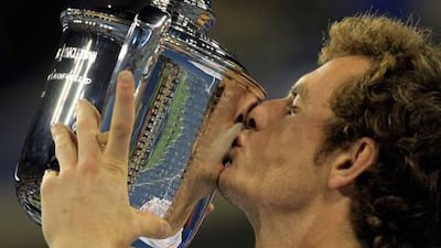 New US Open champion Andy Murray celebrates after defeating Novak Djokovic
